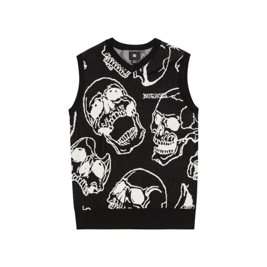 DC SHOES - Maglia Fracture Sweater Vest - black skully print