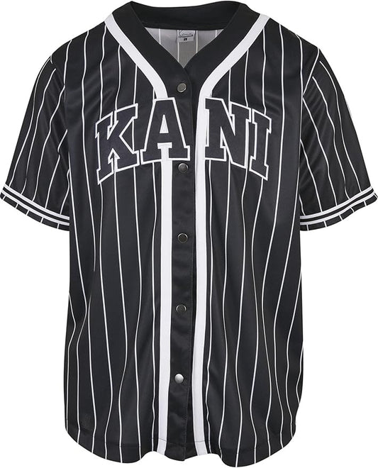 Karl Kani - KK Serif Pinstripe Baseball Shirt black/ | Fantasia