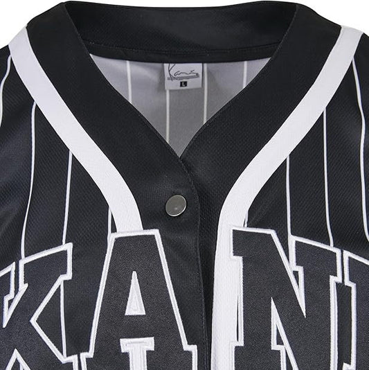 Karl Kani - KK Serif Pinstripe Baseball Shirt black/ | Fantasia