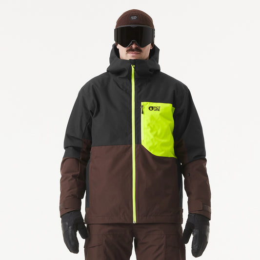 PICTURE CLOTHINGS - NITRIC SNOWBOARD JAKET - Chicory Coffee Acid Lime Black