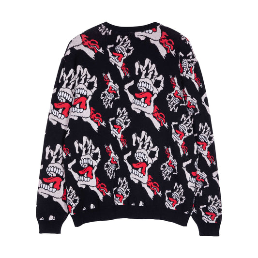 Santa Cruz - Bone Hands All Over Knit Crew - Black