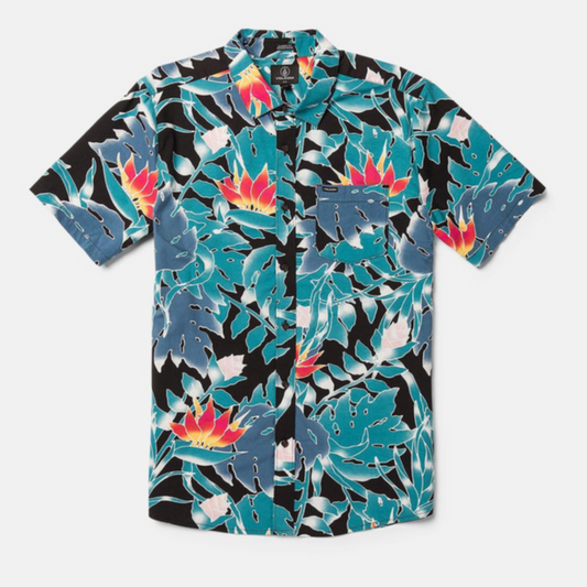 VOLCOM - LEAF PIT FLORAL SS - BLACK