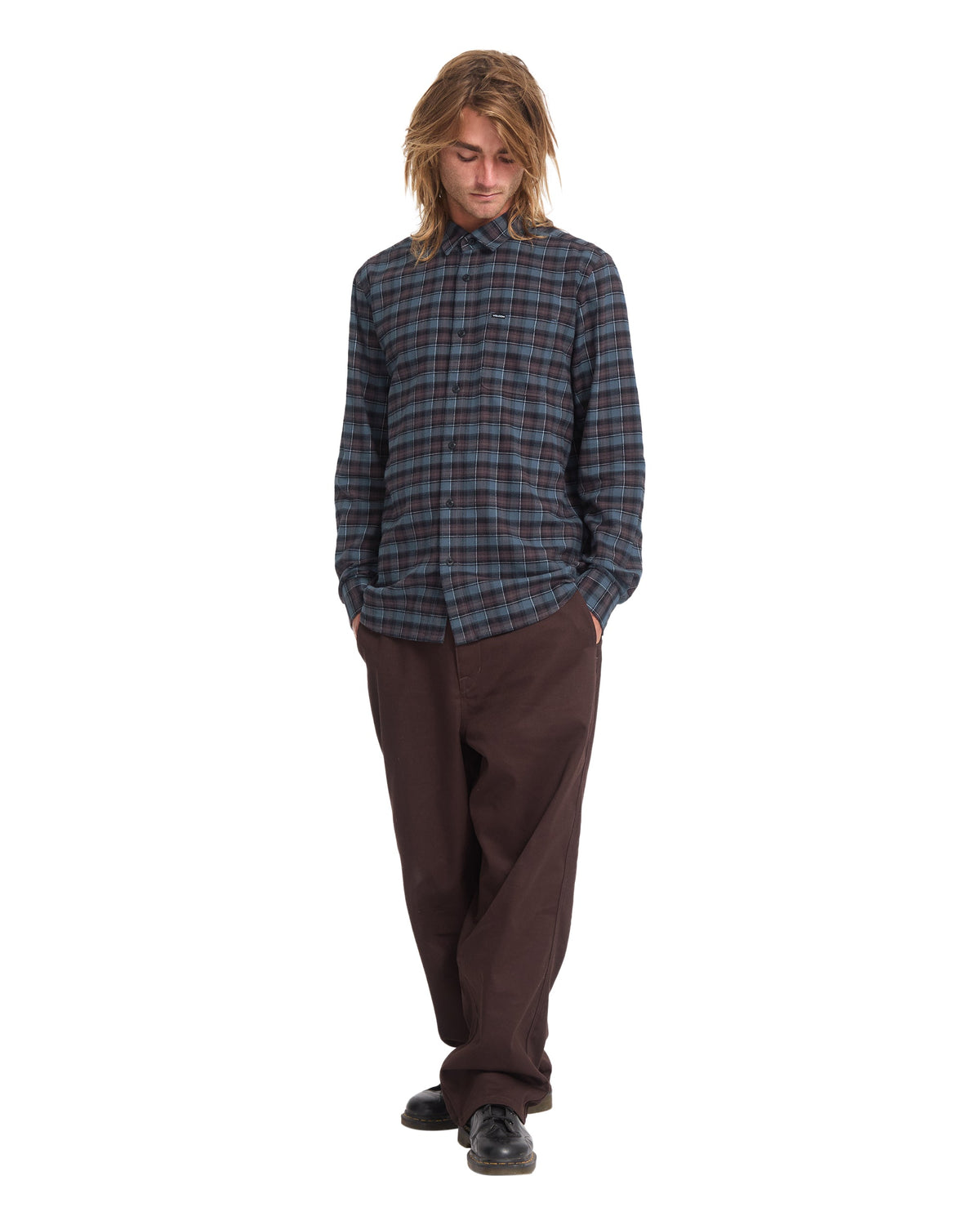 VOLCOM - CADEN PLAID SHIRT - RAISIN