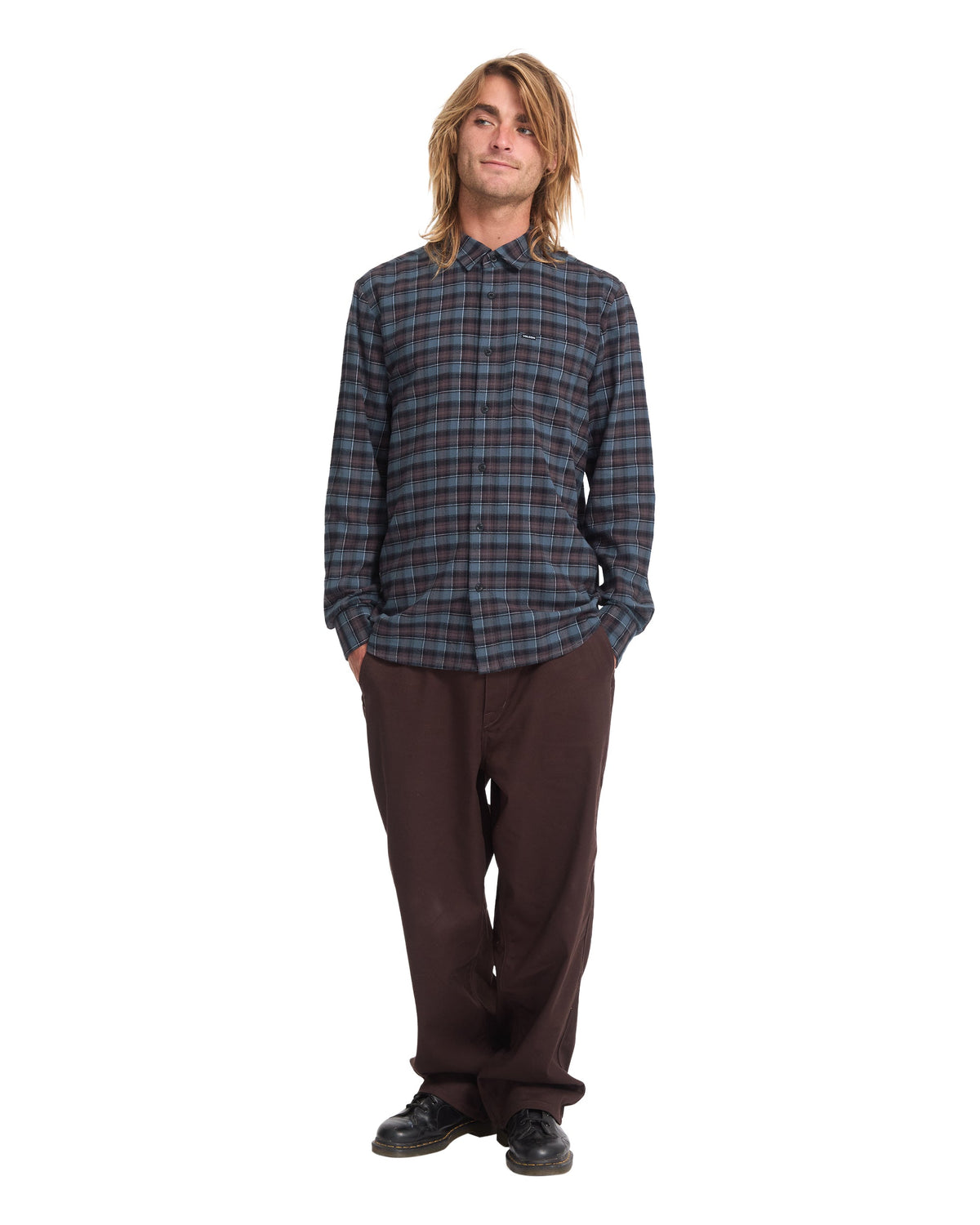 VOLCOM - CADEN PLAID SHIRT - RAISIN
