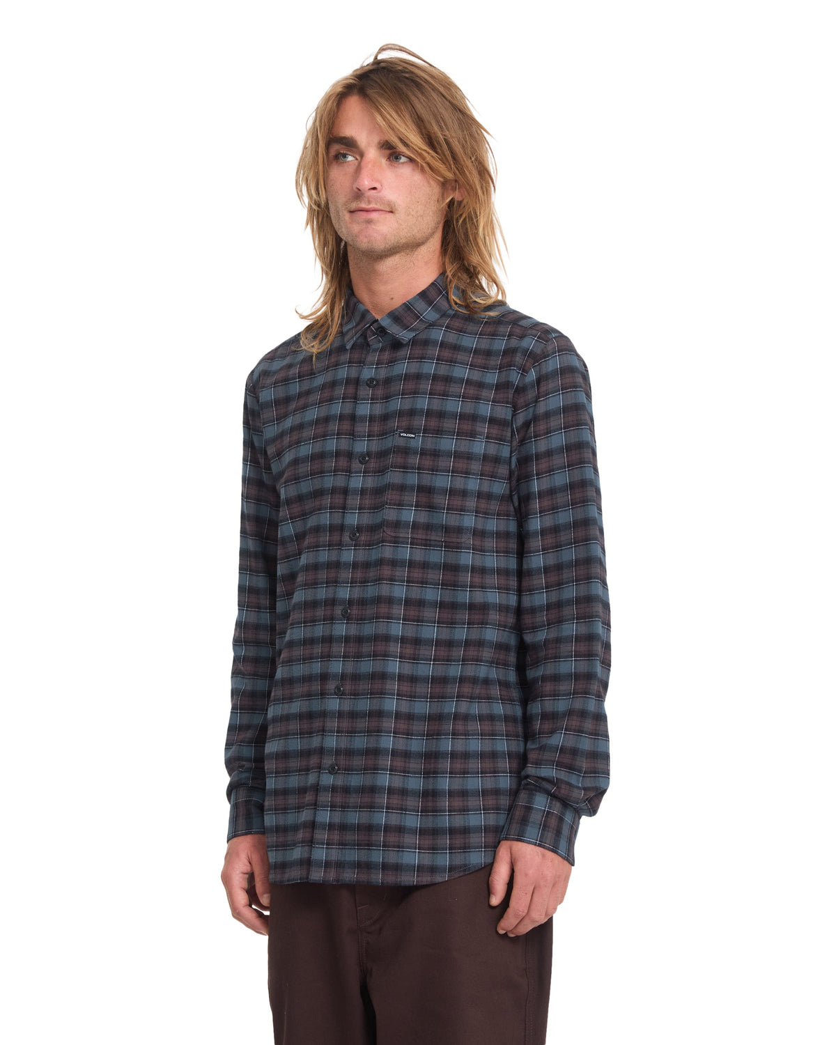 VOLCOM - CADEN PLAID SHIRT - RAISIN