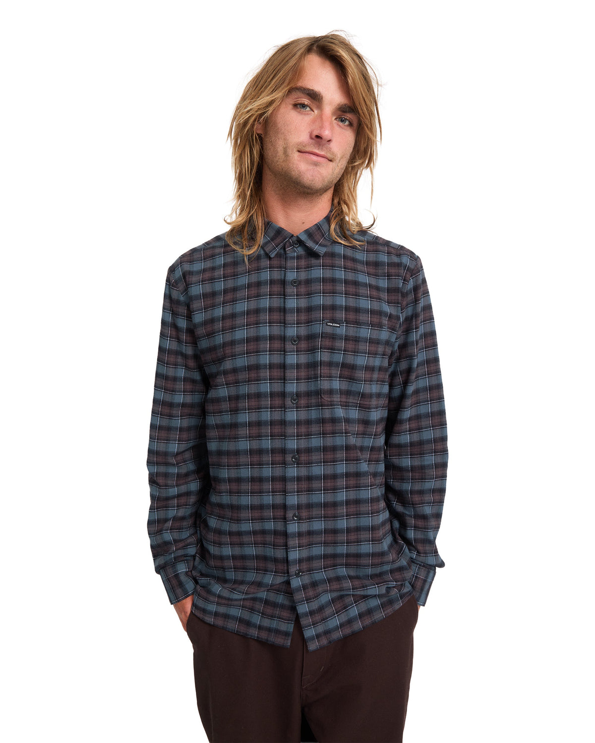 VOLCOM - CADEN PLAID SHIRT - RAISIN