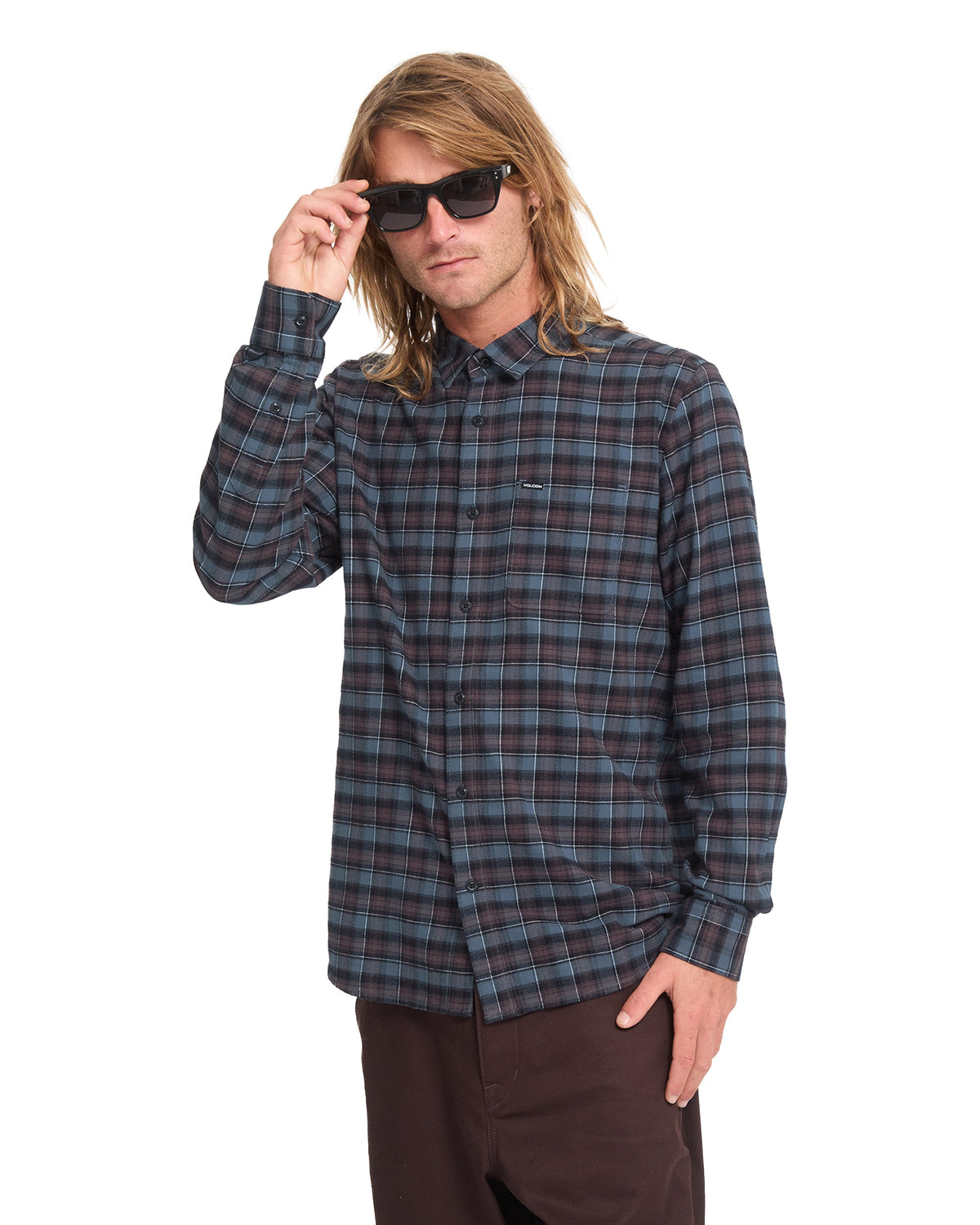 VOLCOM - CADEN PLAID SHIRT - RAISIN