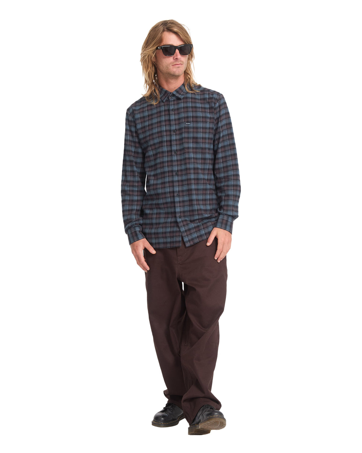 VOLCOM - CADEN PLAID SHIRT - RAISIN