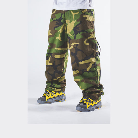 BLUESKIN - PANTALONE MIMETICO SKATE RAP HIP HOP R.BIANCO-L-RIPS-CAMO