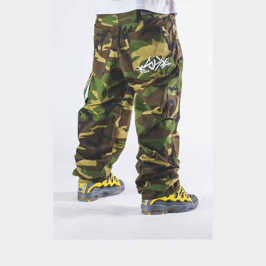 BLUESKIN - PANTALONE MIMETICO SKATE RAP HIP HOP R.BIANCO-L-RIPS-CAMO