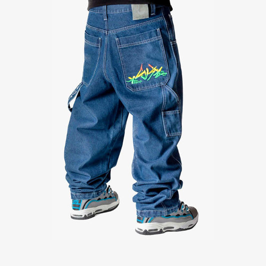 BLUESKIN - JEANS SKATE RAP PANTALONI BAGGY HIP HOP RASTA-L -DNMB VAR.91A