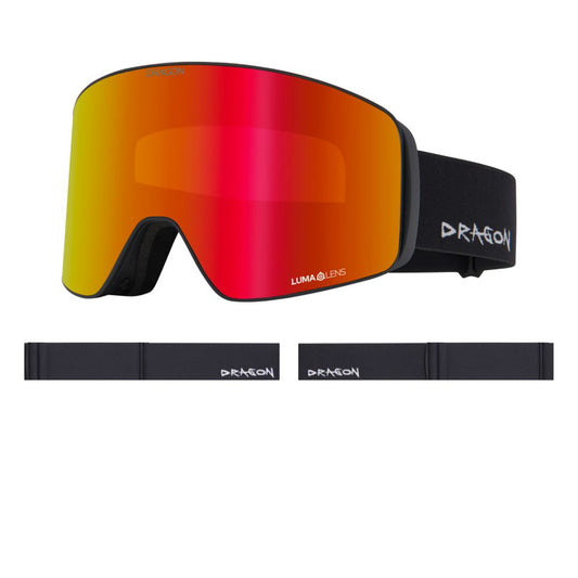 DRAGON Slain Mag Cylindrical Sable Lumalens Red Ion, maschera da snowboard
