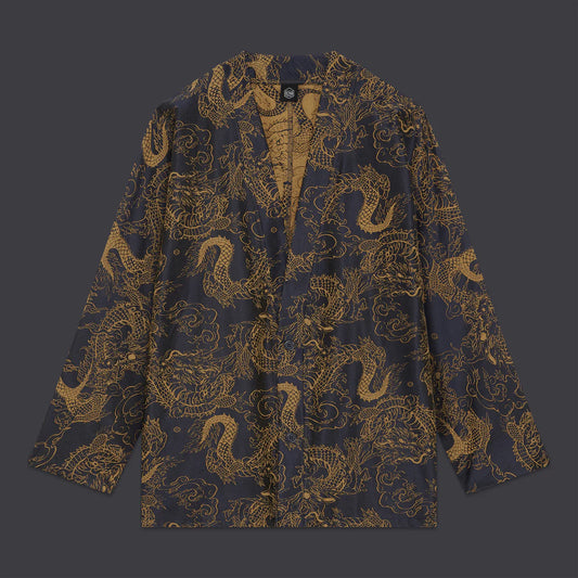DOLLY NOIRE - Chinese Dragon Pattern Kimono Shirt Navy