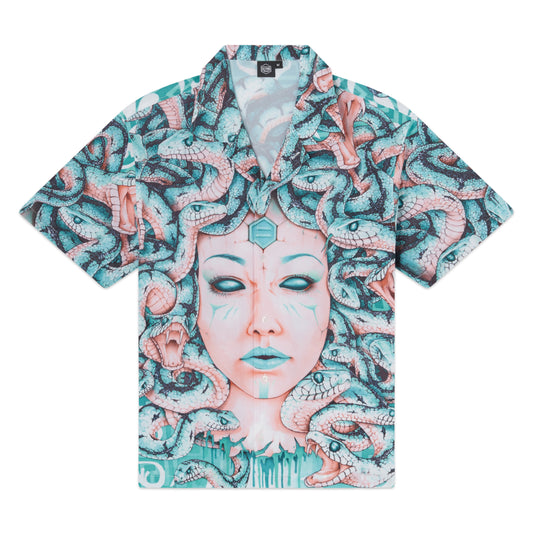 DOLLY NOIRE - Medusa Bowling Shirt Acquamarine