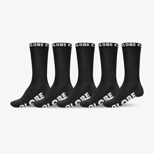 GLOBE - BLACKOUT CREW SOCK 5 PACK - Black/Black