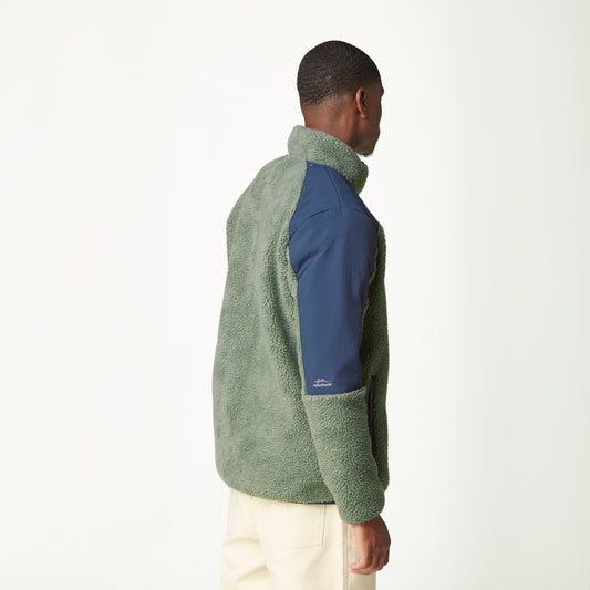 PICTURE CLOTHINGS - QUILCHENA ZIP FLEECE - Green Spray Dark Blue