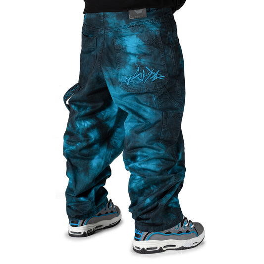 BLUESKIN - Jeans New Reflective Dyed baggy hip hop REFLECT-L-DYED TURCHESE