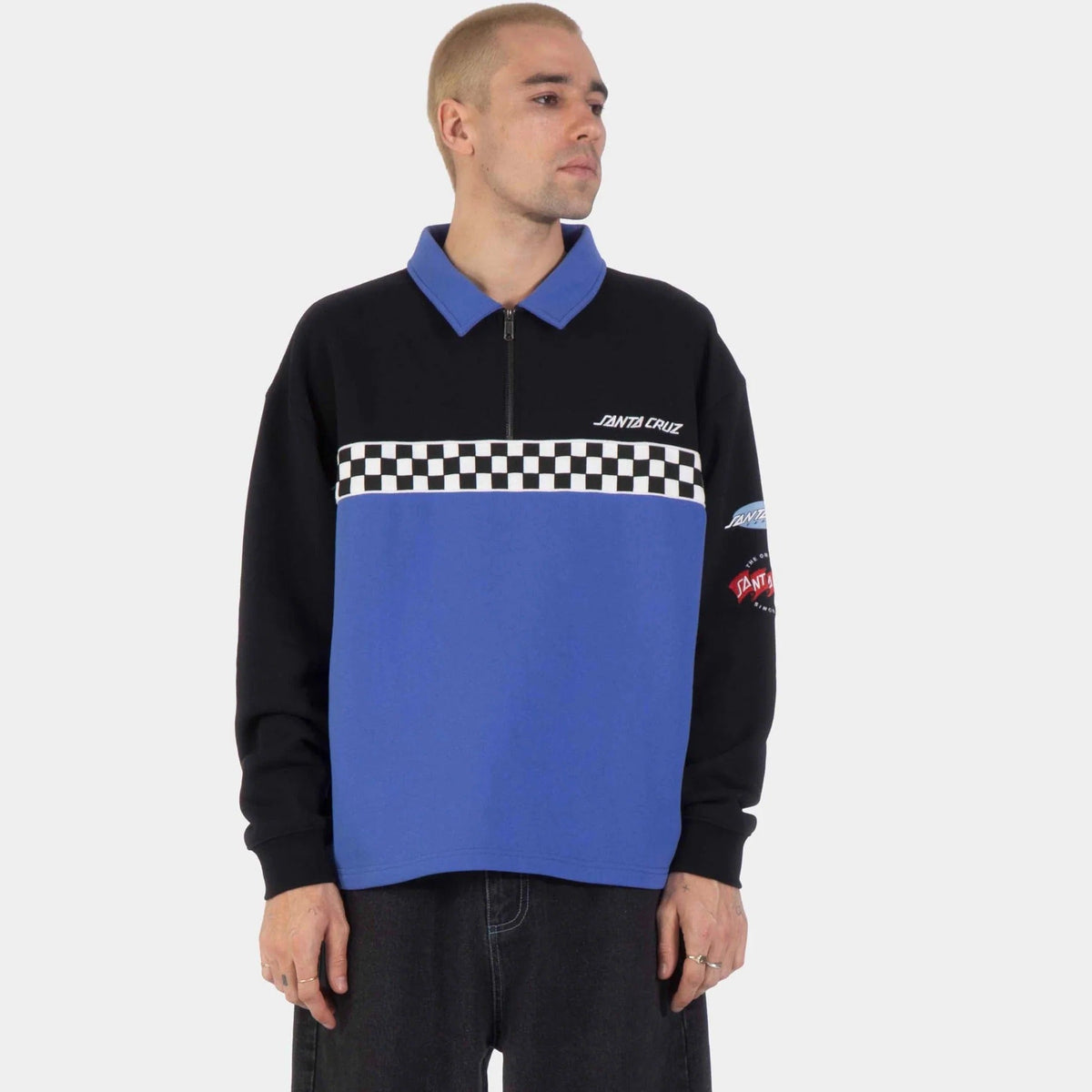 Santa Cruz Podium 1/4 Zip Crew - Black/Sapphire